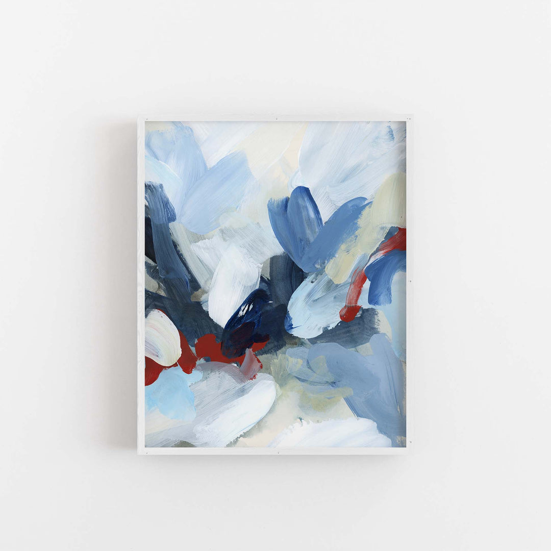 Contemporary Abstract Painting Modern Nautical Red, White and Blue Wall Art Print or Canvas - Jetty Home