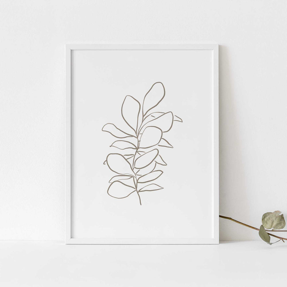 Modern Botanical Eucalyptus Silver Dollar Illustration Wall Art Print or Canvas - Jetty Home