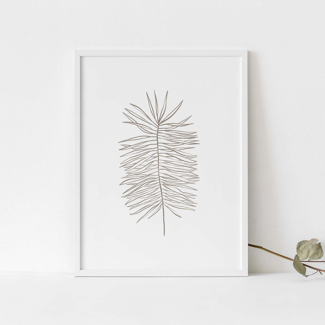 Palm Frond Modern Plant Line Illustration Wall Art Print or Canvas - Jetty Home