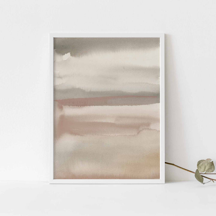 Calming Minimalist Earth Tones Watercolor Painting Wall Art Print or Canvas - Jetty Home