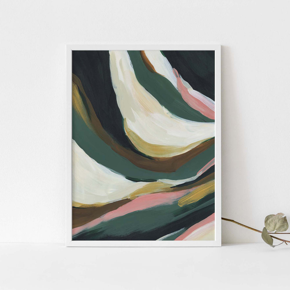 Bold Abstract Statement Painting Green, Beige and Gold Wall Art Print or Canvas - Jetty Home