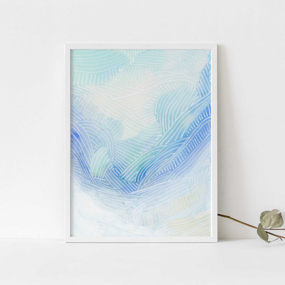 Ocean Watercolor Modern Painting Blue and Turquoise Wall Art Print or Canvas - Jetty Home