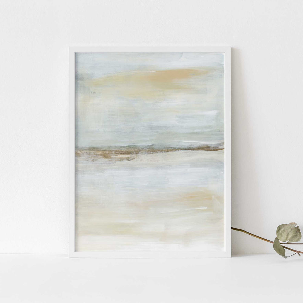 Warm Neutral Lake Painting Modern Wall Art Print or Canvas - Jetty Home