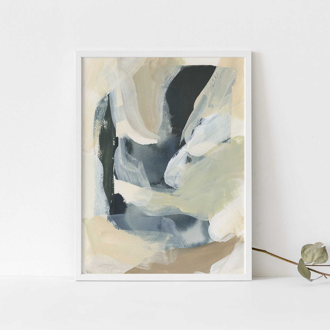 Abstract Beige and Navy Contemporary Trendy Wall Art Print or Canvas - Jetty Home
