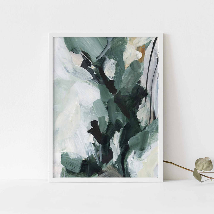 Forest Abstract White and Green Painting Wall Art Print or Canvas - Jetty Home