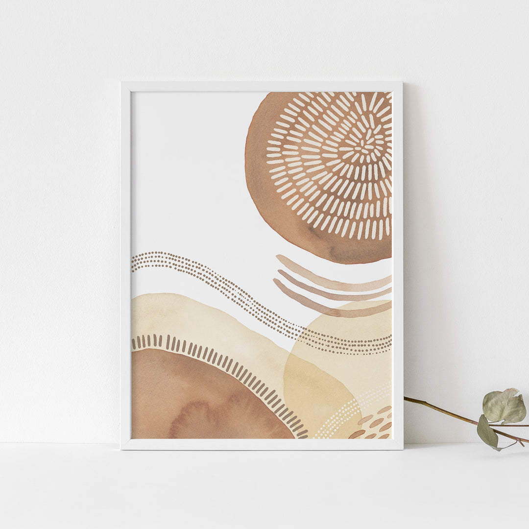 Boho Mid Century Modern Circle Abstract Wall Art Print or Canvas - Jetty Home