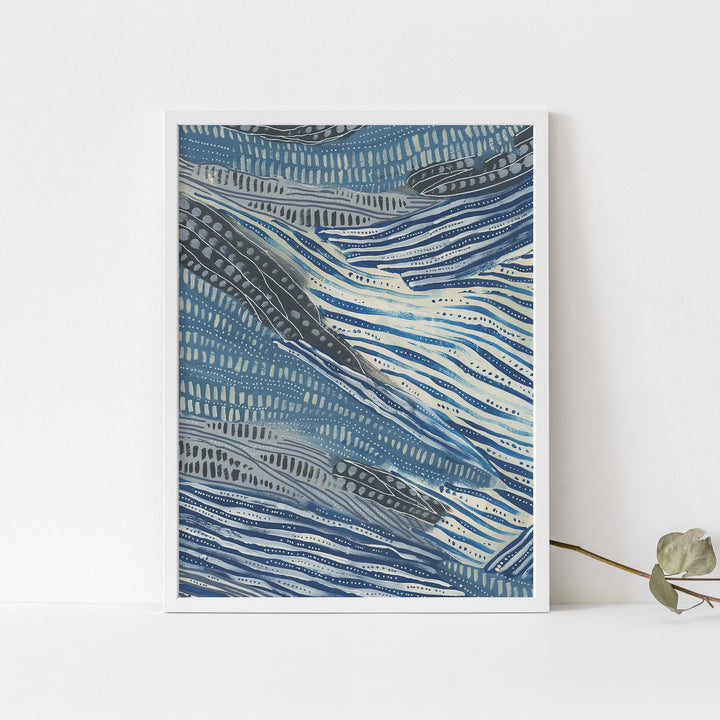 Underwater Abstract Blue and Cream Ocean Painting Wall Art Print or Canvas - Jetty Home