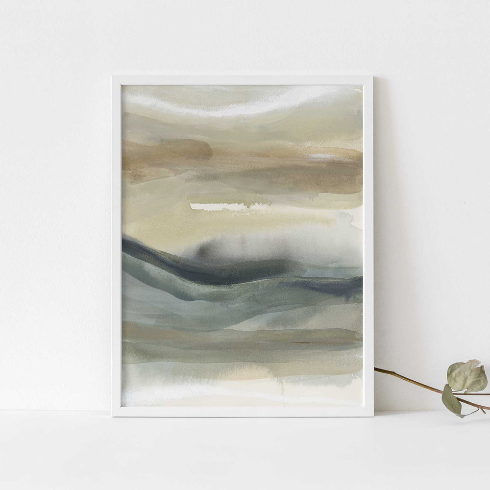 Abstract Coastal Landscape Neutral Painting Wall Art Print or Canvas - Jetty Home