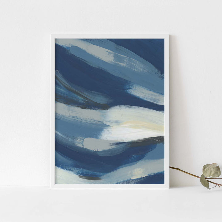 Bold Blue Abstract Ocean Painting Coastal Wall Art Print or Canvas - Jetty Home
