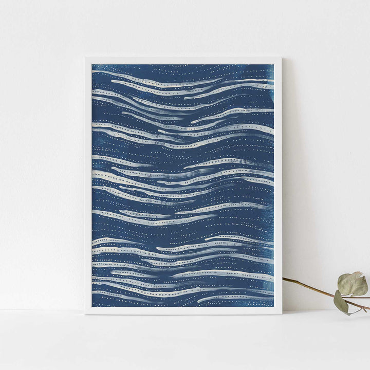 Blue Abstract Waves Ocean Painting Wall Art Print or Canvas - Jetty Home