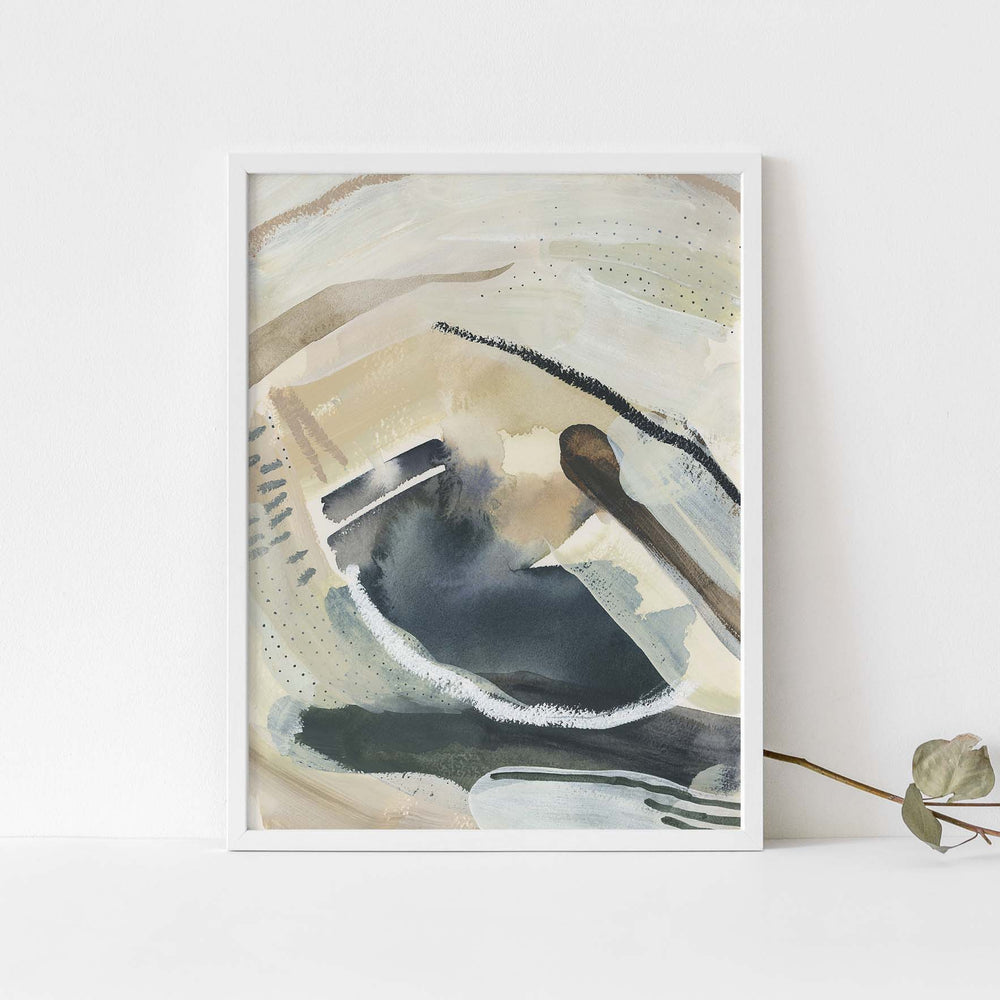 Modern Painting Neutral Lake Inspired Beige Wall Art Print or Canvas - Jetty Home