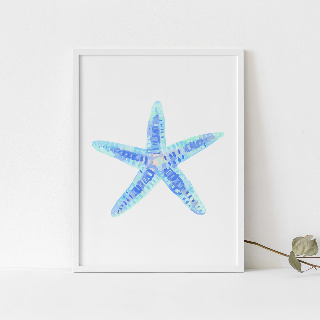 Bright Starfish Sea Creature Painting Wall Art Print or Canvas - Jetty Home