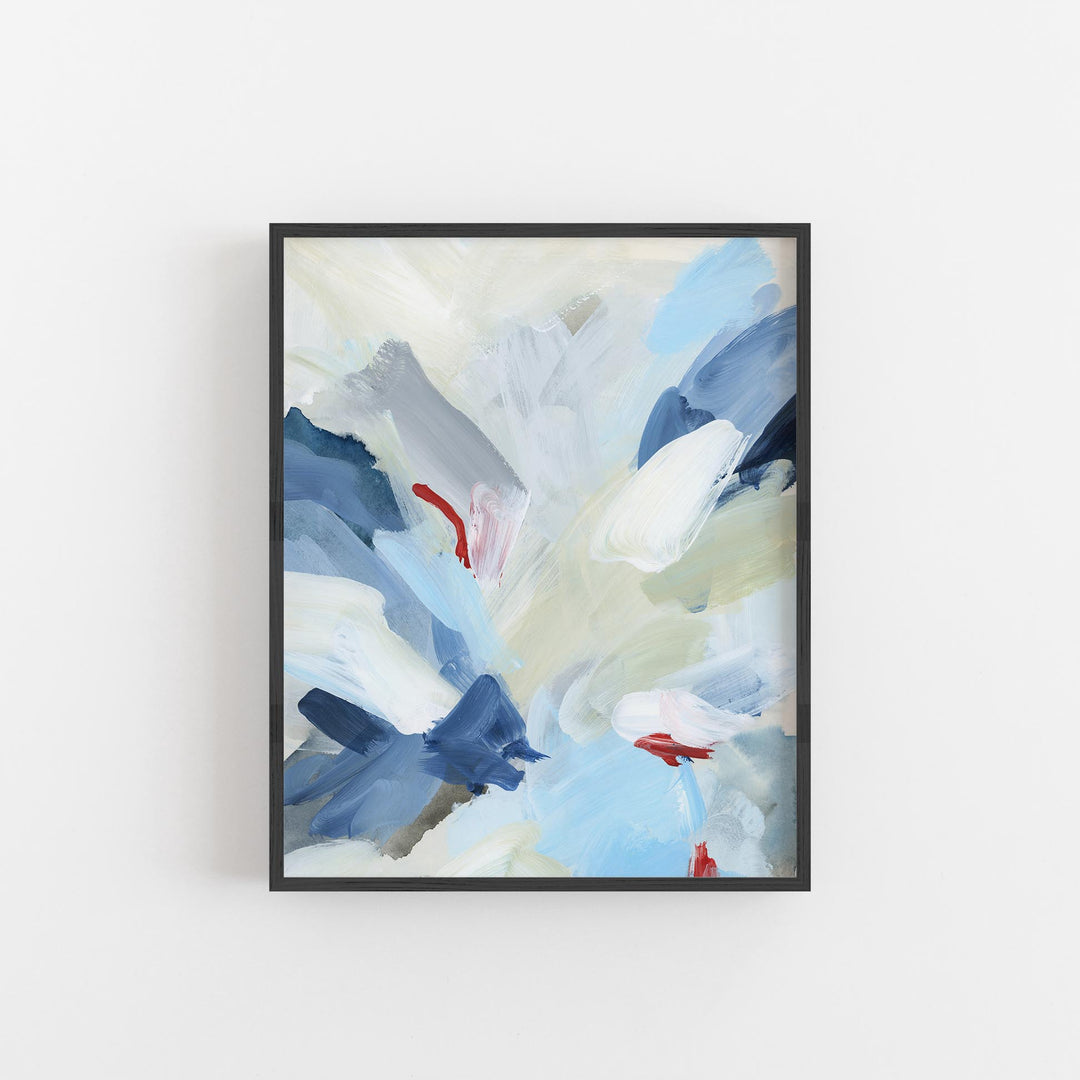 Red, White and Blue Abstract Painting Modern Nautical Wall Art Print or Canvas - Jetty Home
