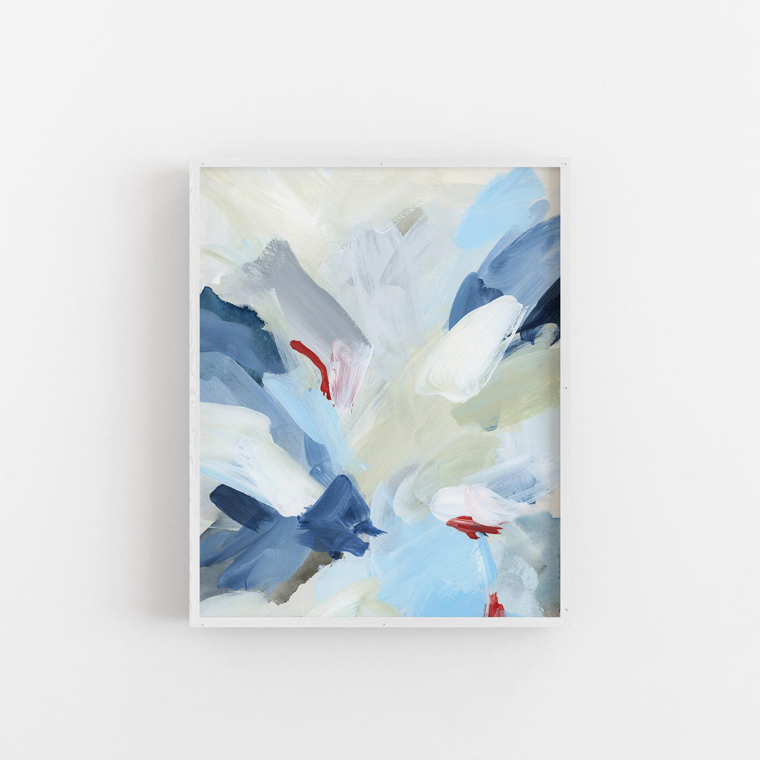Red, White and Blue Abstract Painting Modern Nautical Wall Art Print or Canvas - Jetty Home