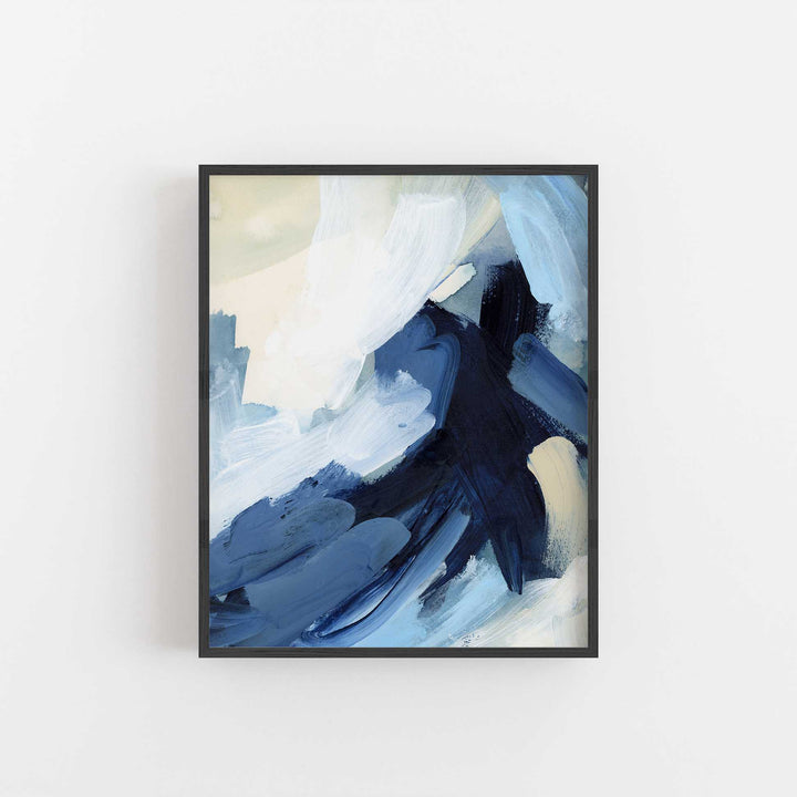 Blue and Cream Abstract Modern Coastal Home Wall Art Print or Canvas - Jetty Home