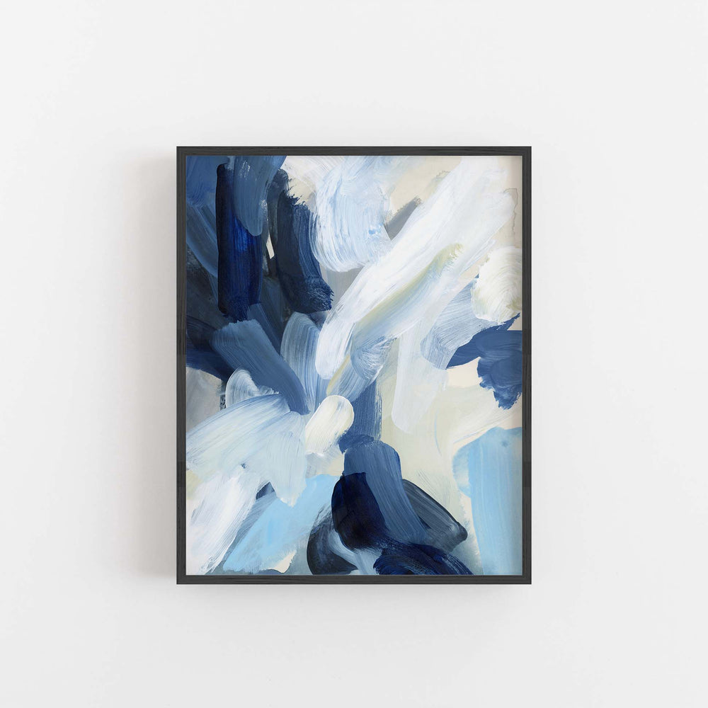 Modern Coastal Blue and Beige Painting Ocean Abstract Wall Art Print or Canvas - Jetty Home