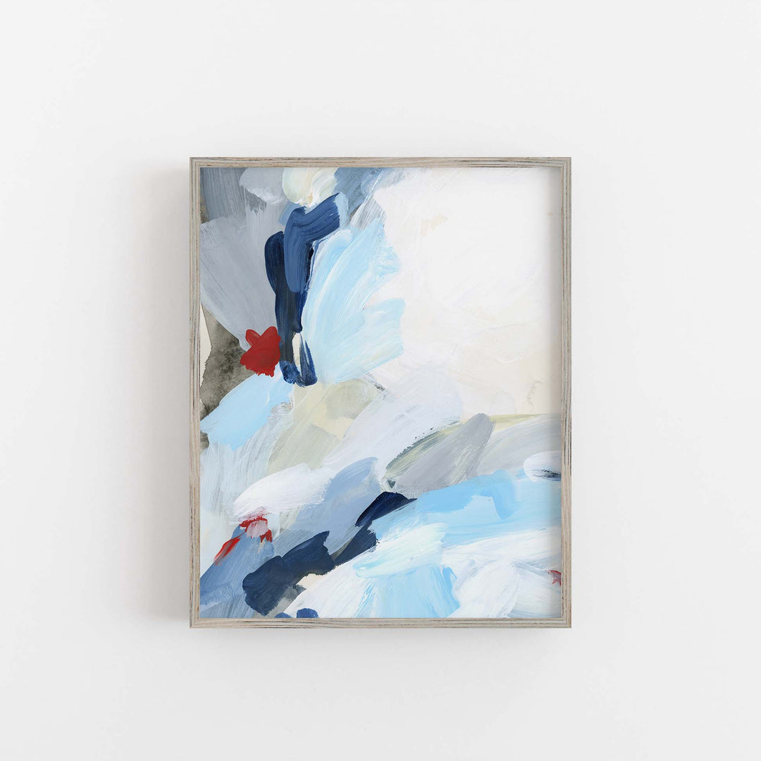 Modern Nautical Abstract Art Red, White and Blue Painting Wall Art Print or Canvas - Jetty Home