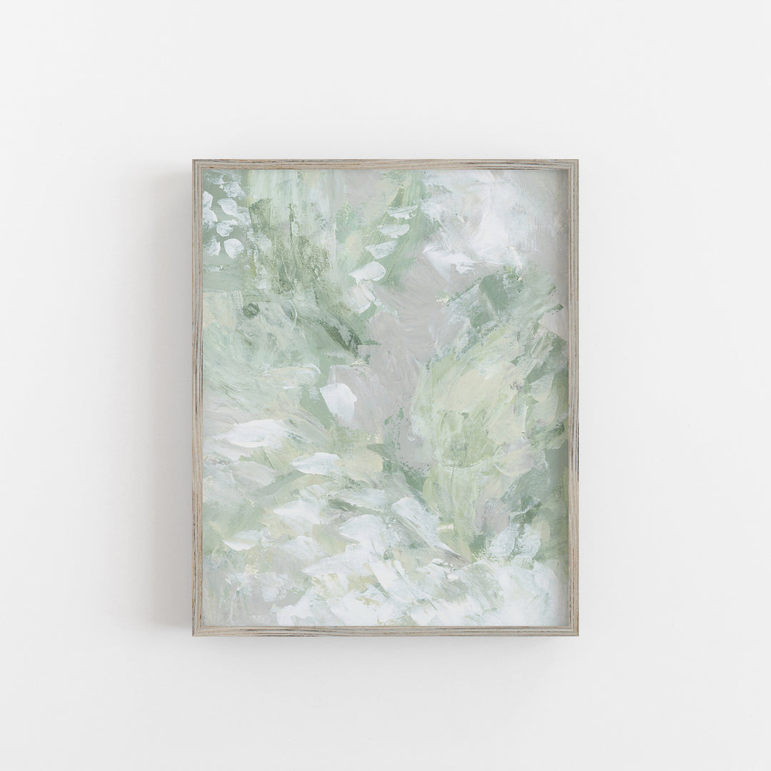 Meadow Abstract Painting Green White and Beige Decor Modern Contemporary Springtime Art Print or Canvas - Jetty Home