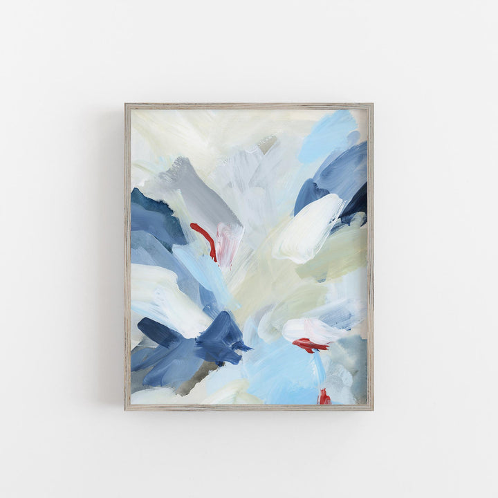 Red, White and Blue Abstract Painting Modern Nautical Wall Art Print or Canvas - Jetty Home
