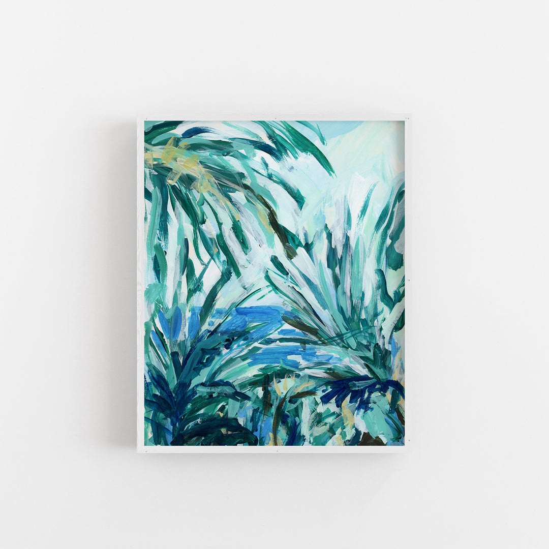 Palm Trees Tropical Caribbean Sea Painting Wall Art Print or Canvas - Jetty Home