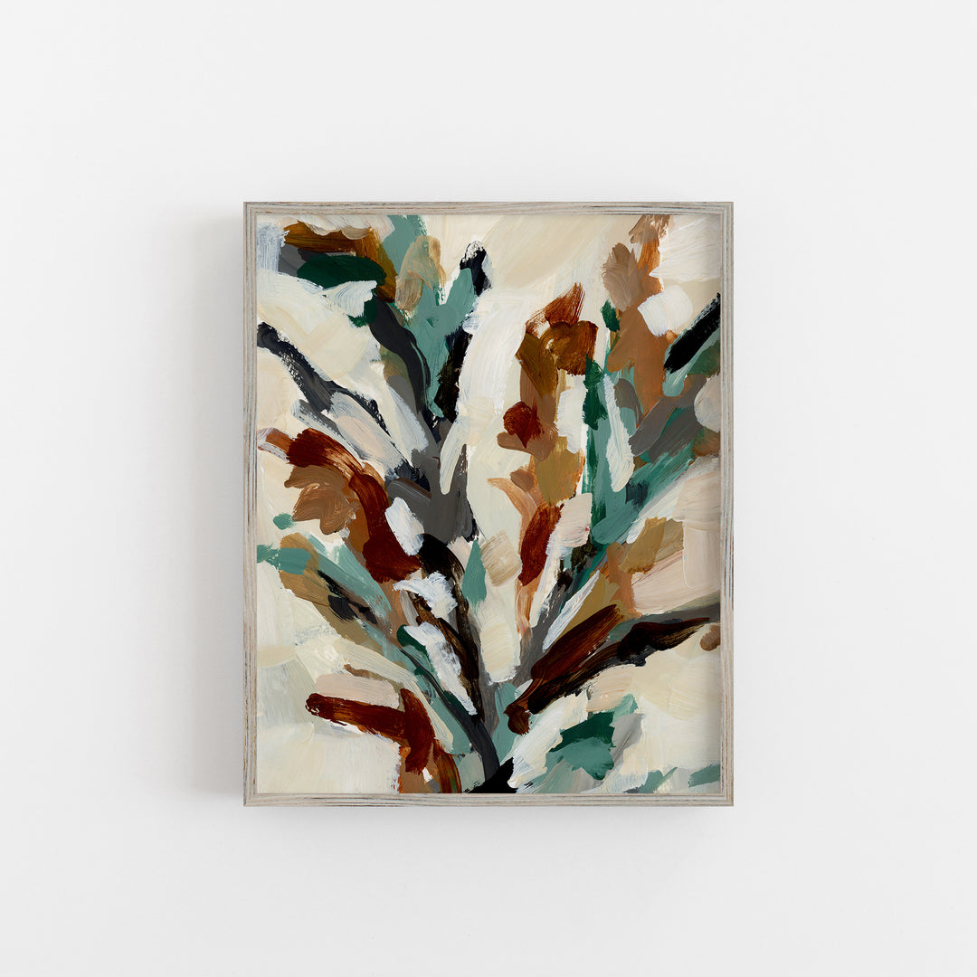 Autumnal Floral Winter Botanical Modern Painting Wall Art Print or Canvas - Jetty Home