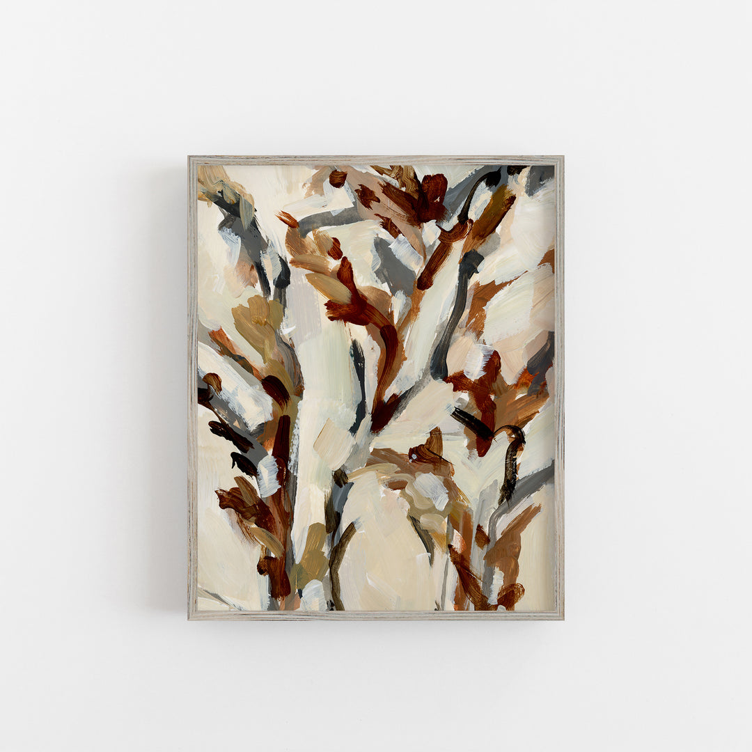 Fall Floral Leaf Painting Modern Farmhouse Wall Art Print or Canvas - Jetty Home