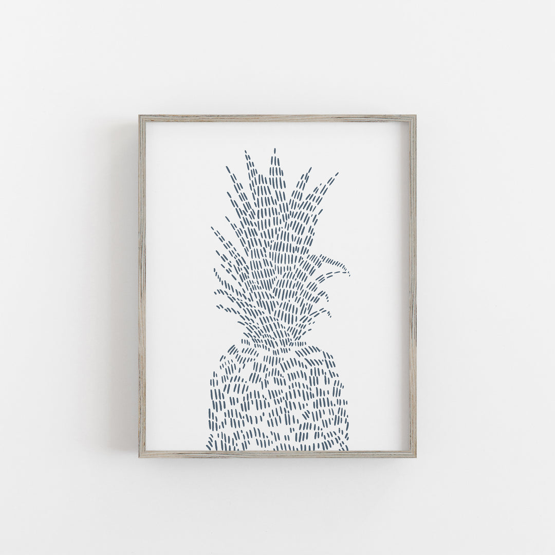 Modern Pineapple Tropical Illustration Wall Art Print or Canvas - Jetty Home