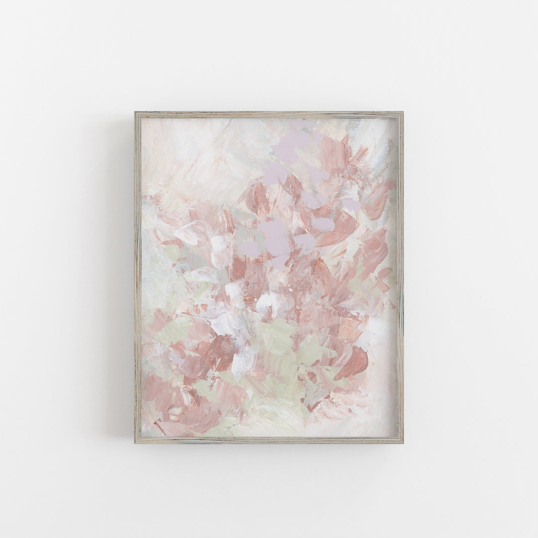Floral Abstract Painting Modern Pink and White Decor Apartment Wall Art Print or Canvas - Jetty Home