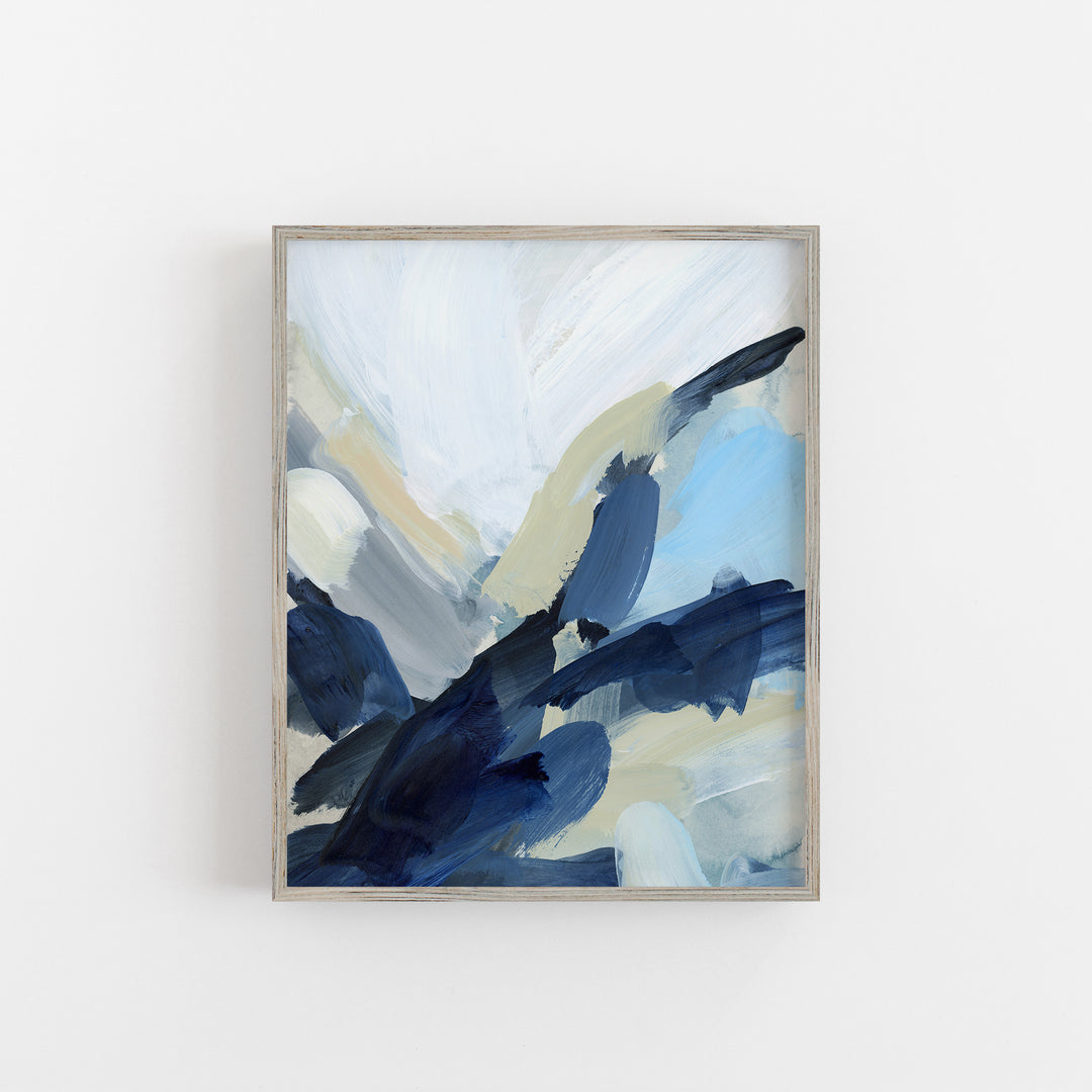 Abstract Blues and Whites Painting Ocean Nautical Wall Art Print or Canvas - Jetty Home