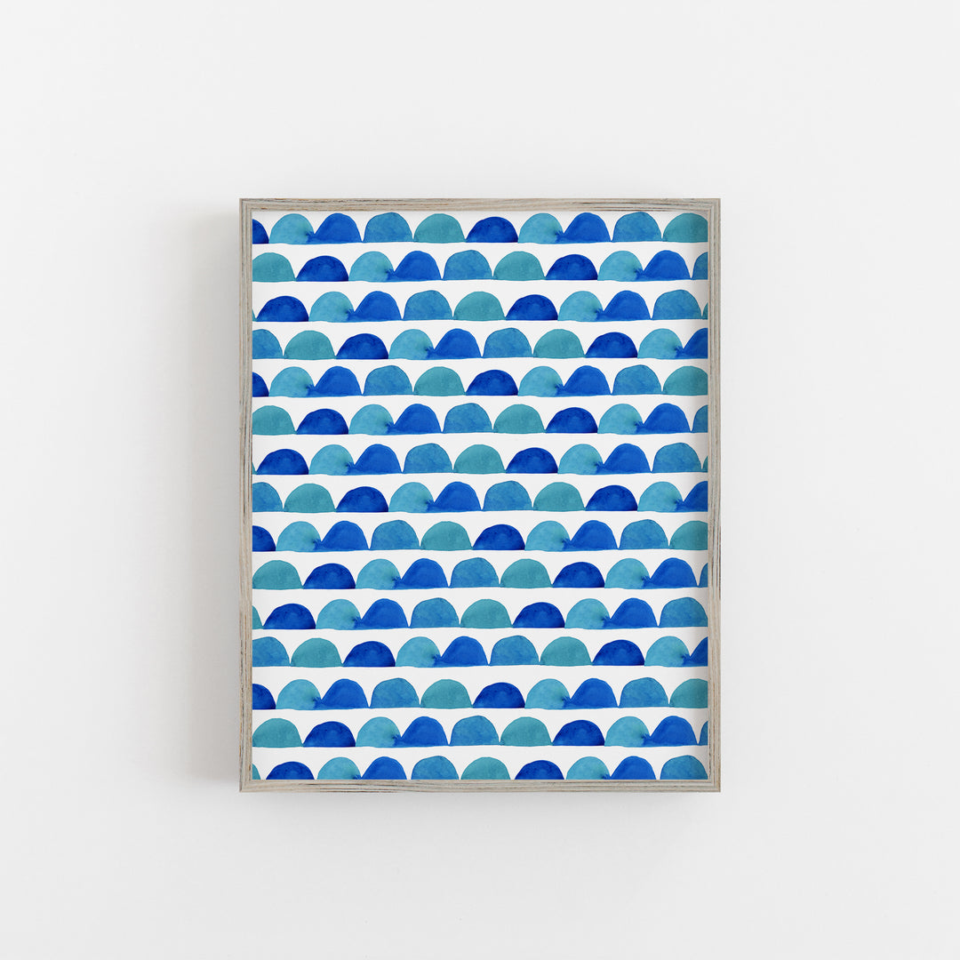 Blue Abstract Half Circle Modern Beach Wall Art Print or Canvas - Jetty Home