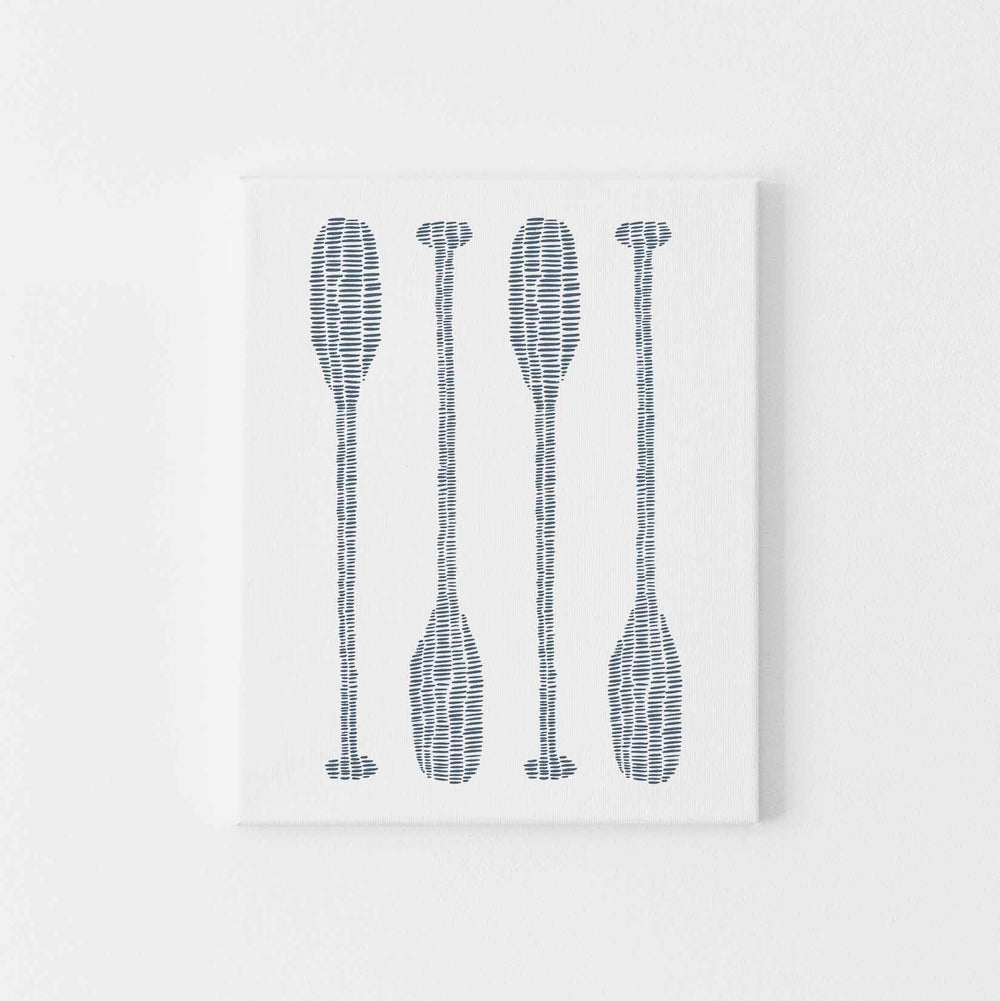 Blue and White Oar Paddle Nautical Wall Art Print or Canvas - Jetty Home