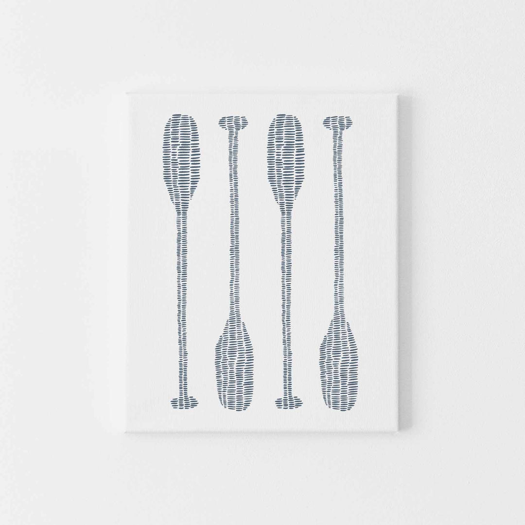 Blue and White Oar Paddle Nautical Wall Art Print or Canvas - Jetty Home