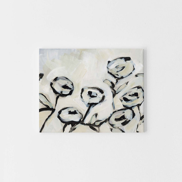 Rose Painting Beige and Black Modern Floral Wall Art Print or Canvas - Jetty Home