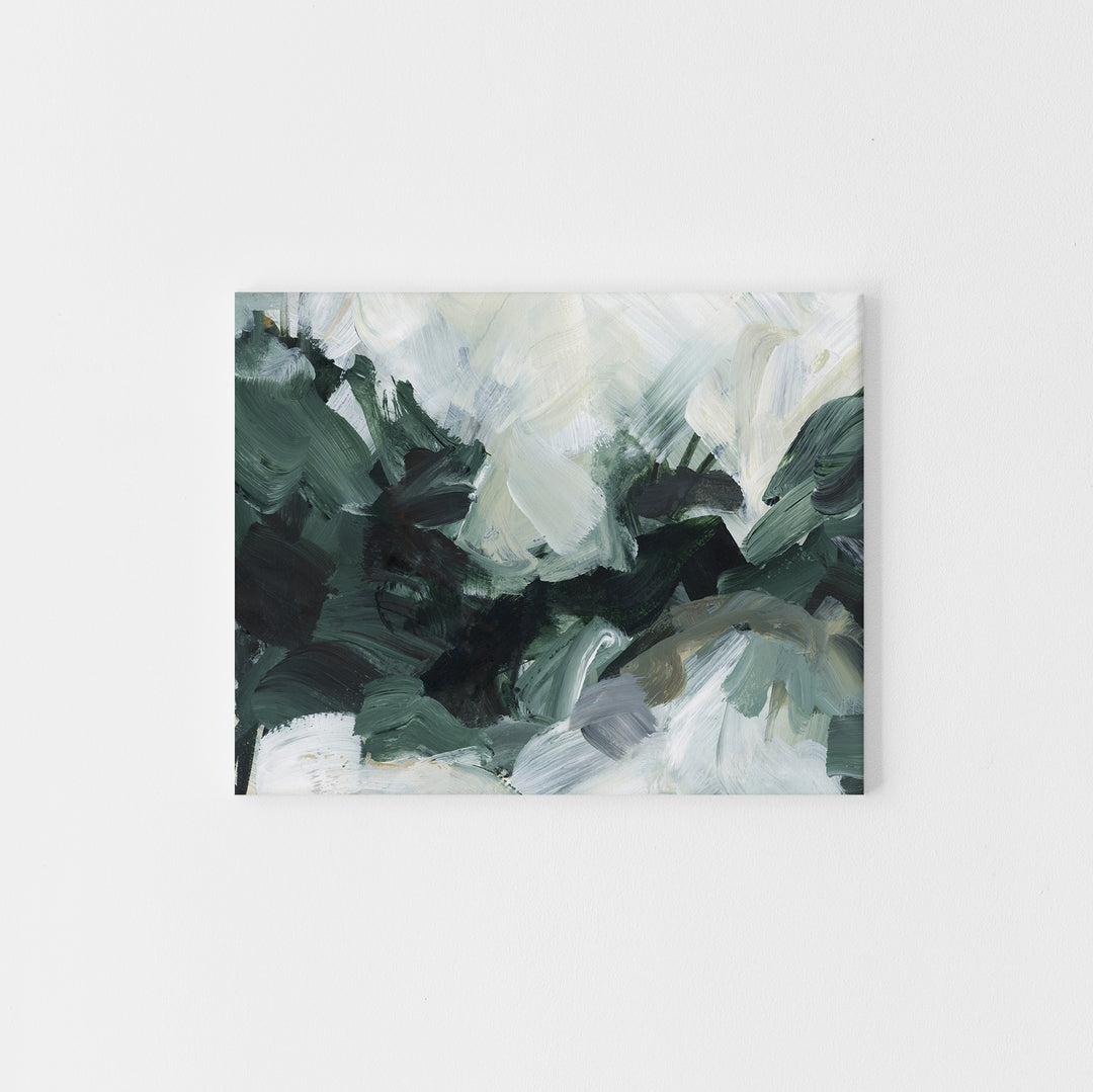 Abstract Forest Scene Green and White Landscape Wall Art Print or Canvas - Jetty Home