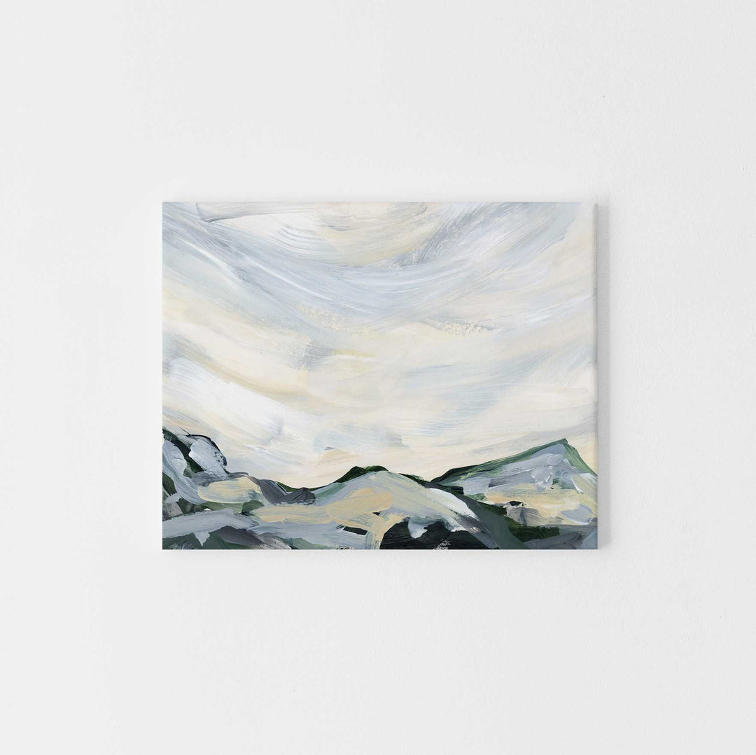 Mountainscape Modern Neutral Painting Winter Wall Art Print or Canvas - Jetty Home