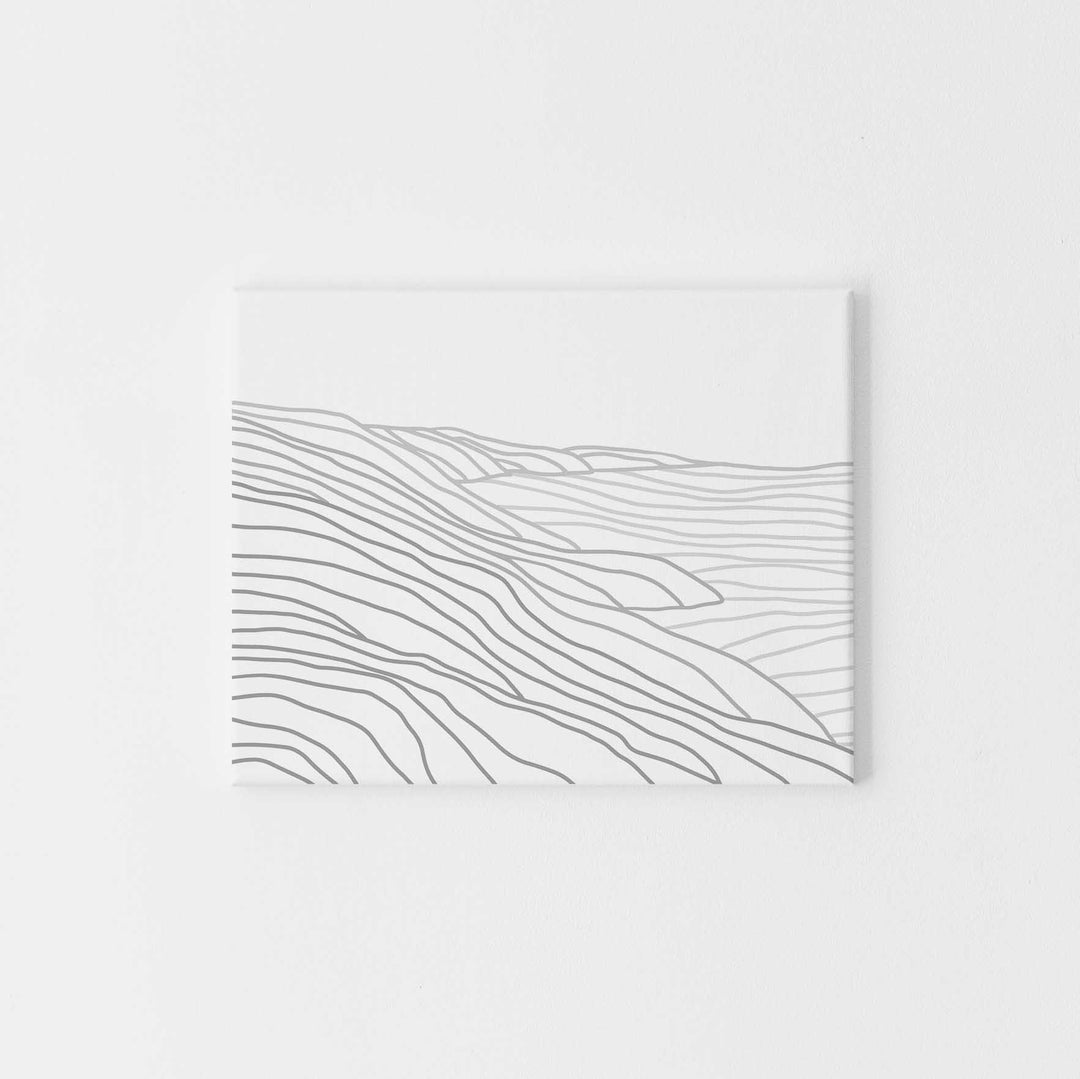 Gray Line Coastline Modern Minimalist Coastal Bir Sur Wall Art Print or Canvas - Jetty Home