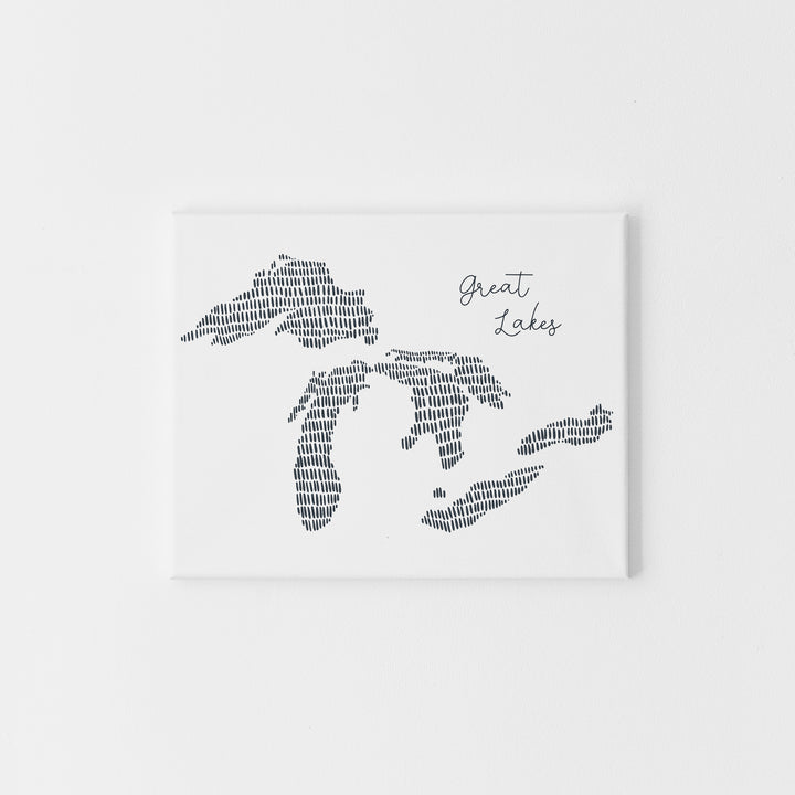 Great Lakes Modern Map Illustration Wall Art Print or Canvas - Jetty Home