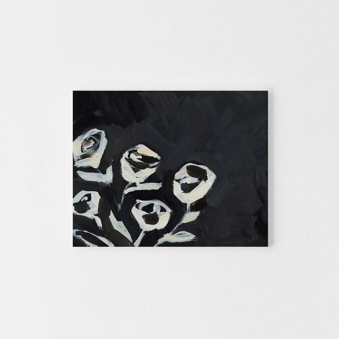 Black and Cream Rose Painting Wall Art Print or Canvas - Jetty Home