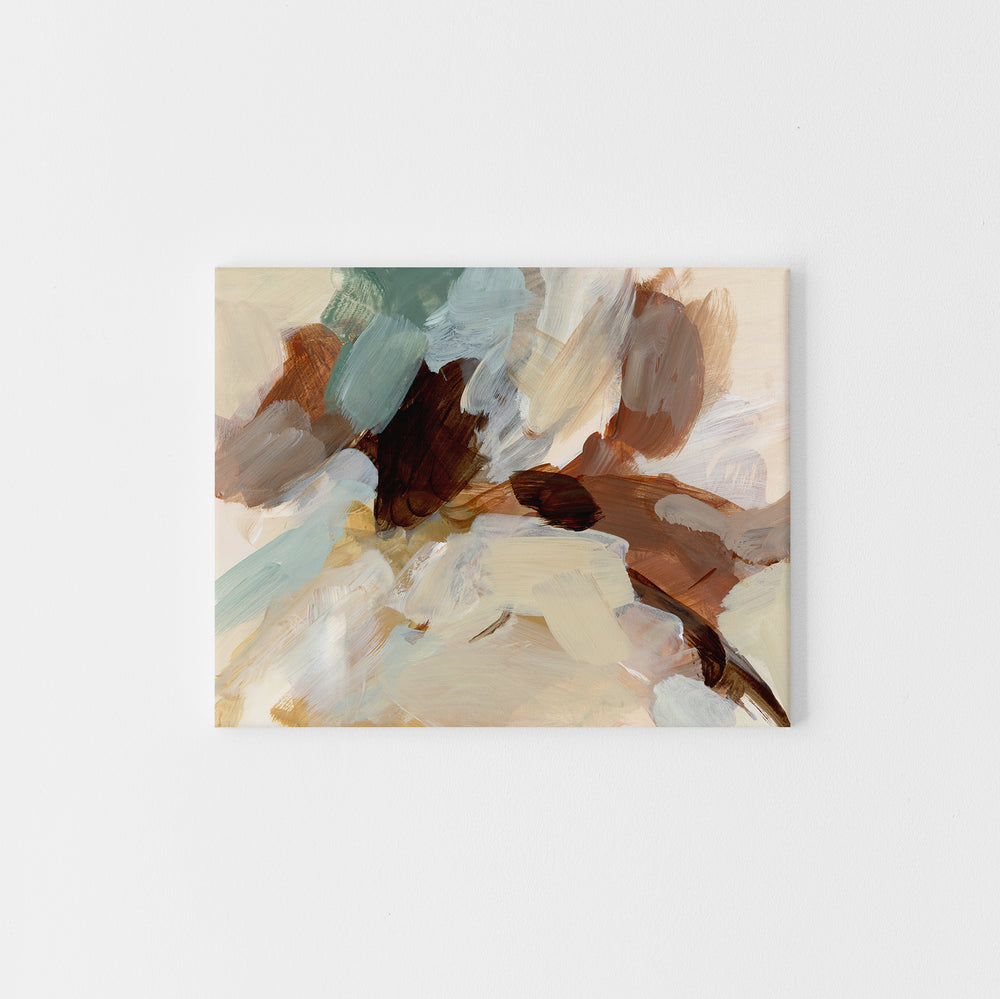 Brown, Beige and Mossy Teal Abstract Painting Wall Art Print or Canvas - Jetty Home