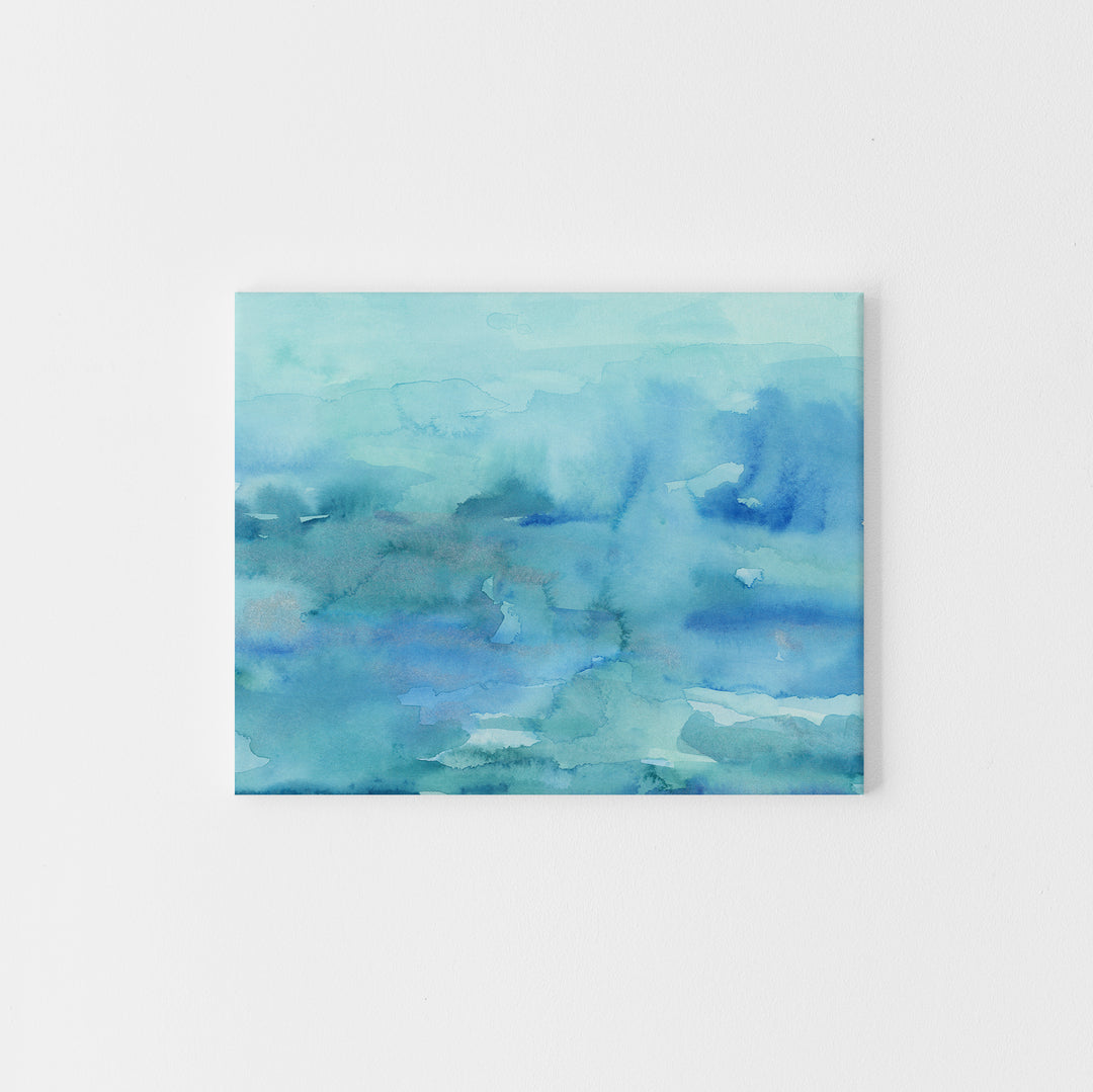 Dark Blue Turquoise Watercolor Ocean Abstracts Painting Wall Art Print or Canvas - Jetty Home