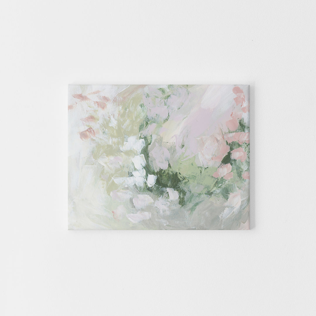 Rose Blooms Modern Abstract Floral Painting Pink Nursery Decor Wall Art Print or Canvas - Jetty Home
