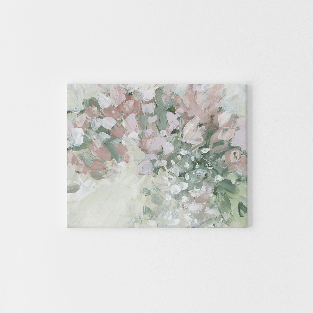 Floral Bouquet Art Modern Abstract Painting Pink and Green Wall Art Print or Canvas  - Jetty Home