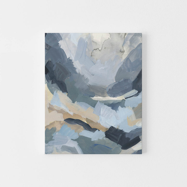 Abstract Ocean Blue and Beige Painting Wall Art Print or Canvas - Jetty Home