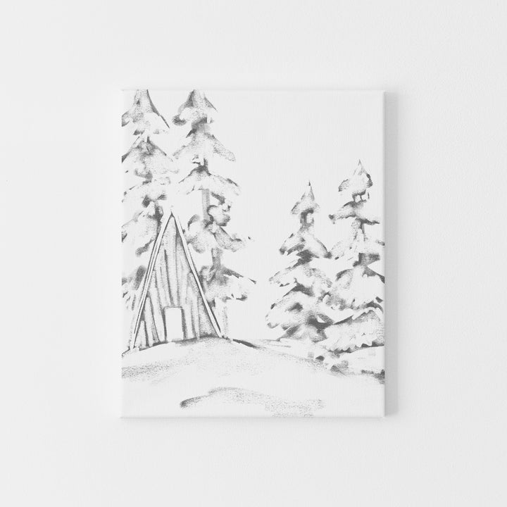Simple Snow Covered Landscape Illustration Wall Art Print or Canvas - Jetty Home