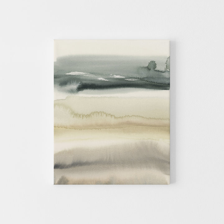 Modern Neutral Lake Landscape Painting Watercolor Wall Art Print or Canvas - Jetty Home