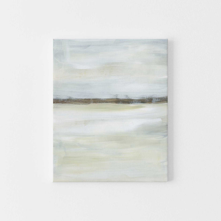 Serene Modern Neutral Lake Painting Wall Art Print or Canvas - Jetty Home