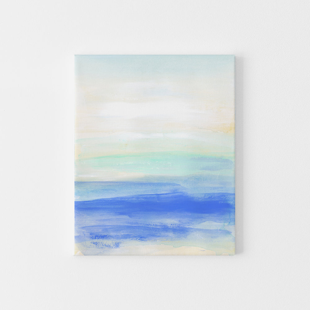 Coastal Ocean Watercolor Modern Painting Blue Turquoise Beige Wall Art Print or Canvas - Jetty Home