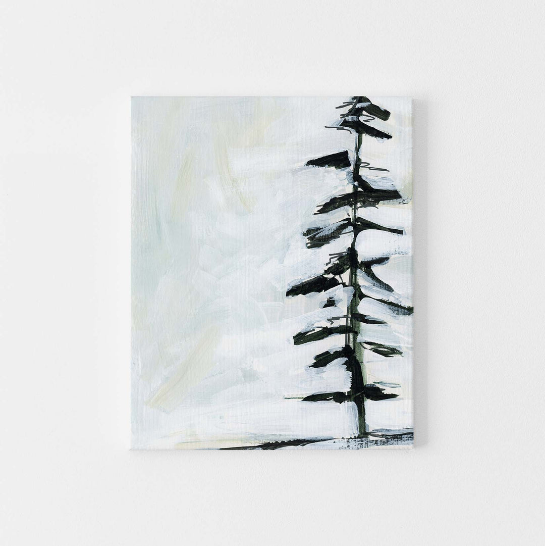 Lone Pine Green and White Modern Forest Painting Wall Art Print or Canvas - Jetty Home
