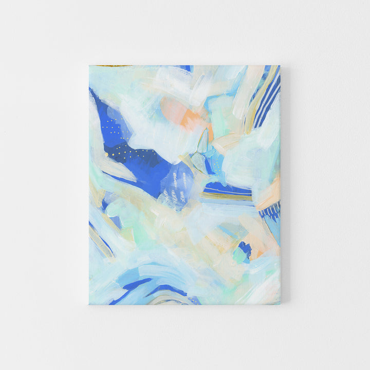 Flow Coastal Abstract Contemporary White and Blue Painting Wall Art Print or Canvas - Jetty Home