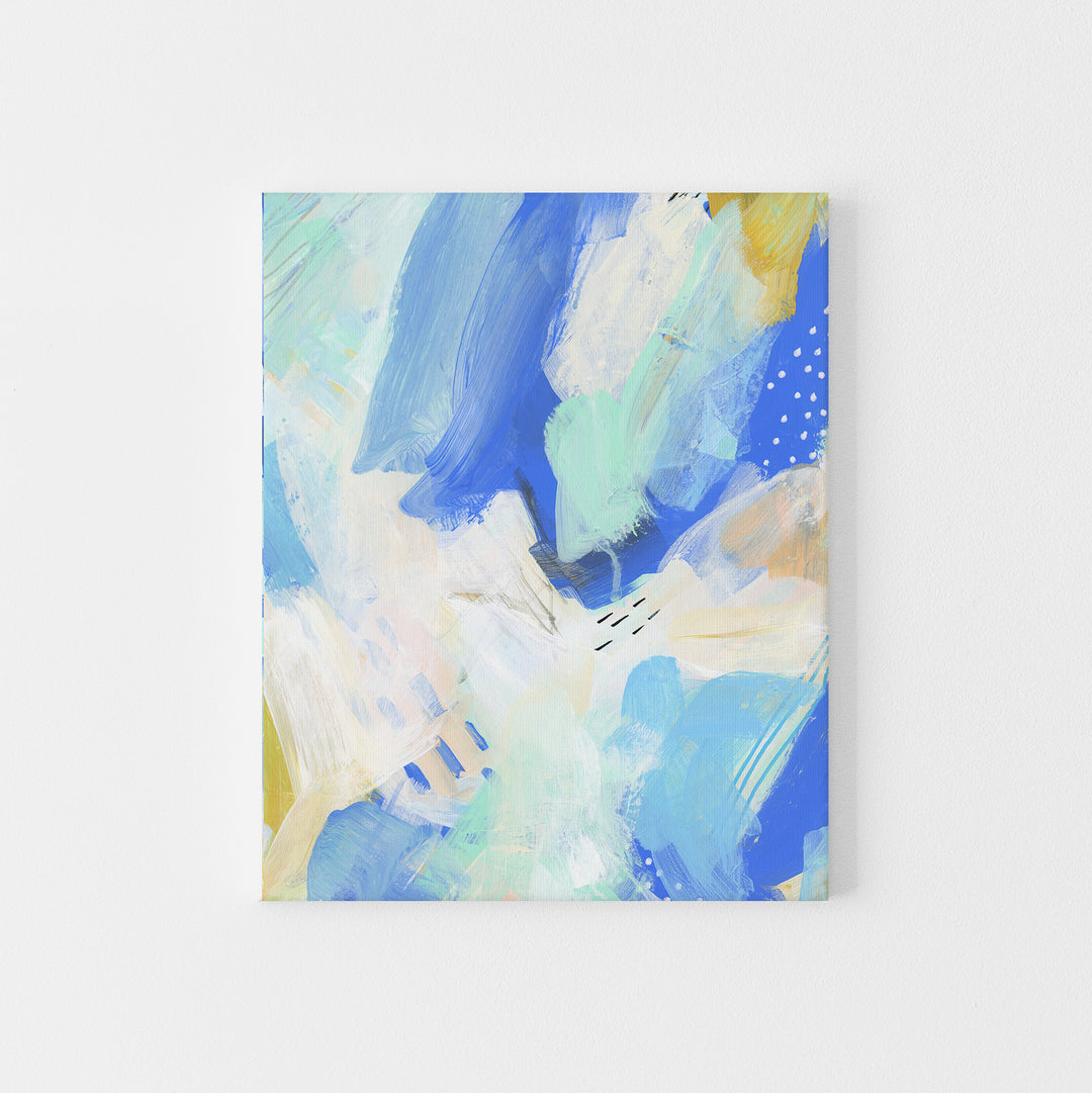 Modern Coastal Abstract Painting Blue, White and Beige Ocean Wall Art Print or Canvas - Jetty Home